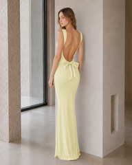 Bow Back Spaghetti Strap Formal Dress