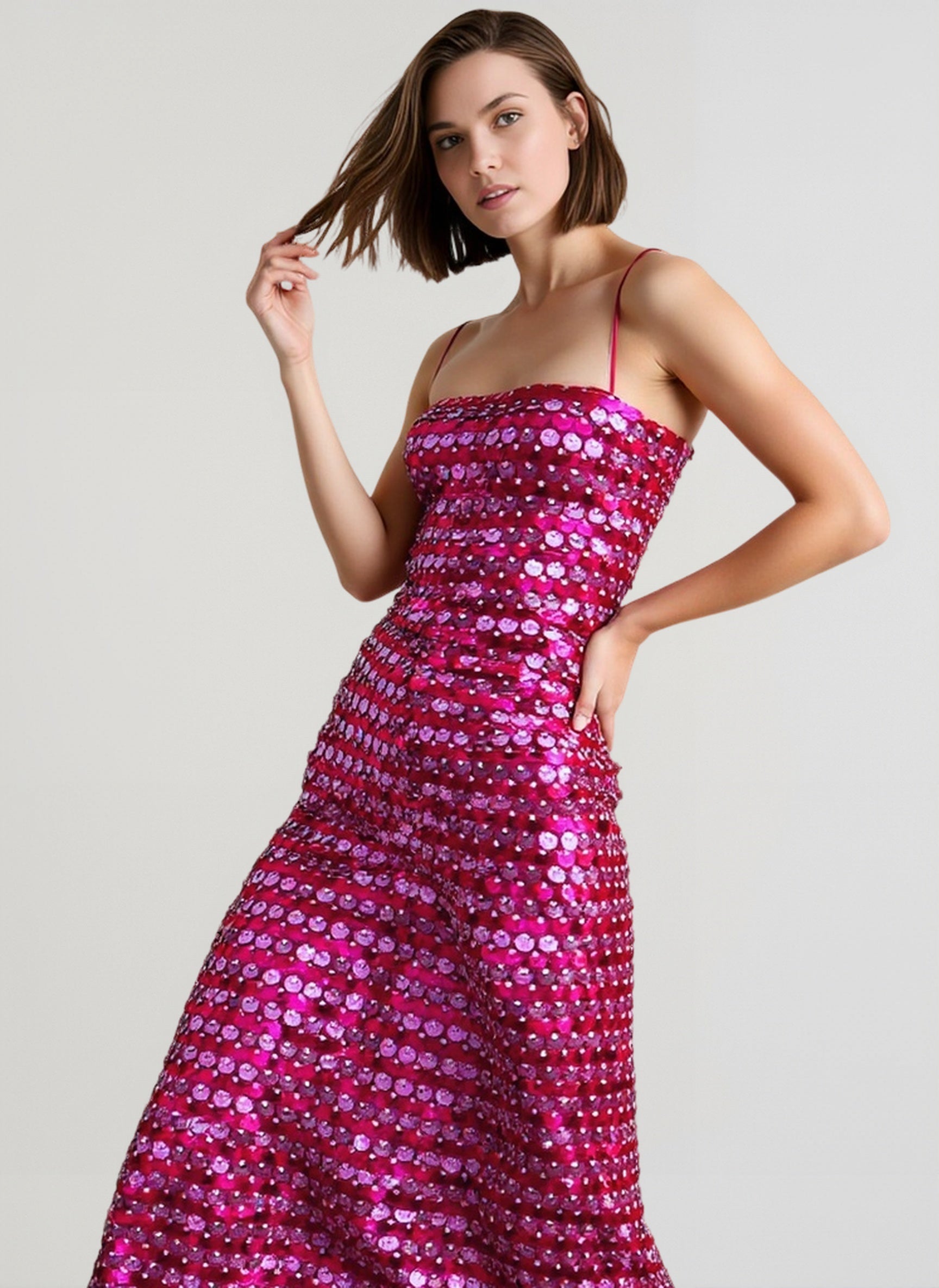 Spicy Girl Beaded Irregular Midi Dress