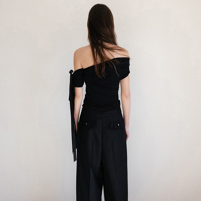 Asymmetrical Draped Sleeve Top
