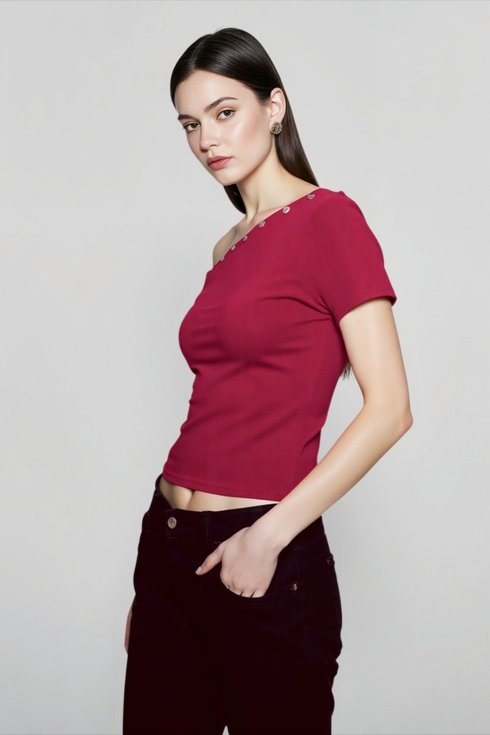 Off Shoulder Cinched T-shirts