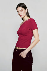 Off Shoulder Cinched T-shirts