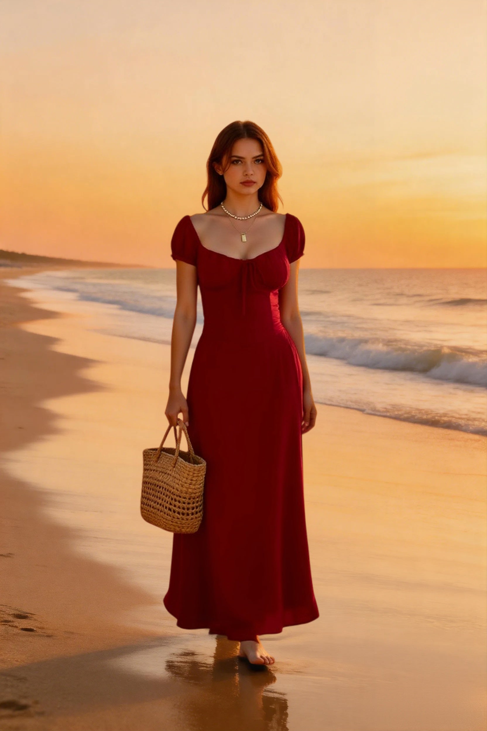 Ruched Puff Sleeve Maxi Work Dress