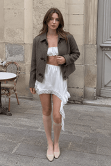 Chic Lace Ruffled Asymmetrical Midi Skirt