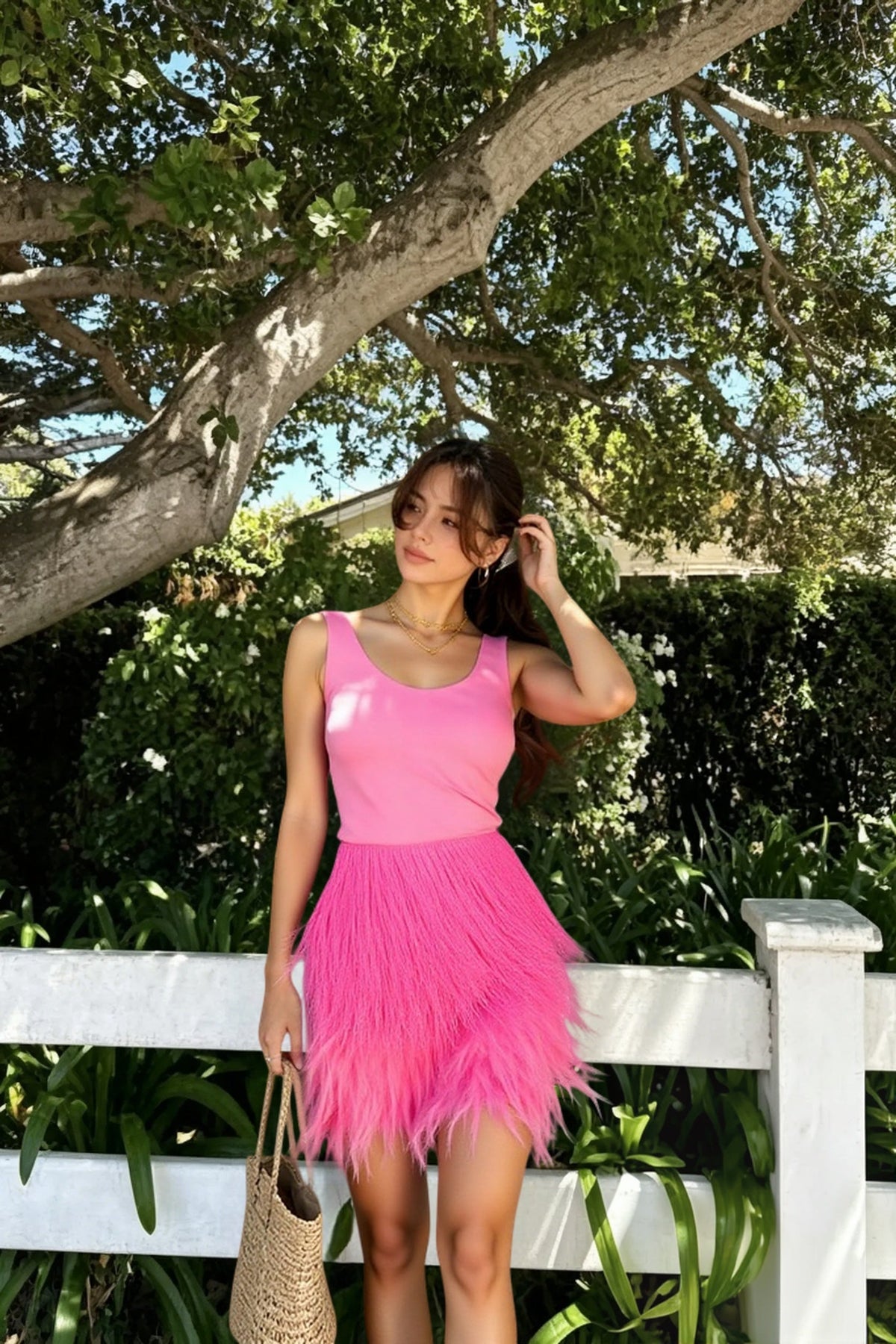 Y2K Sequins Feather Sleeveless Mini Skirt