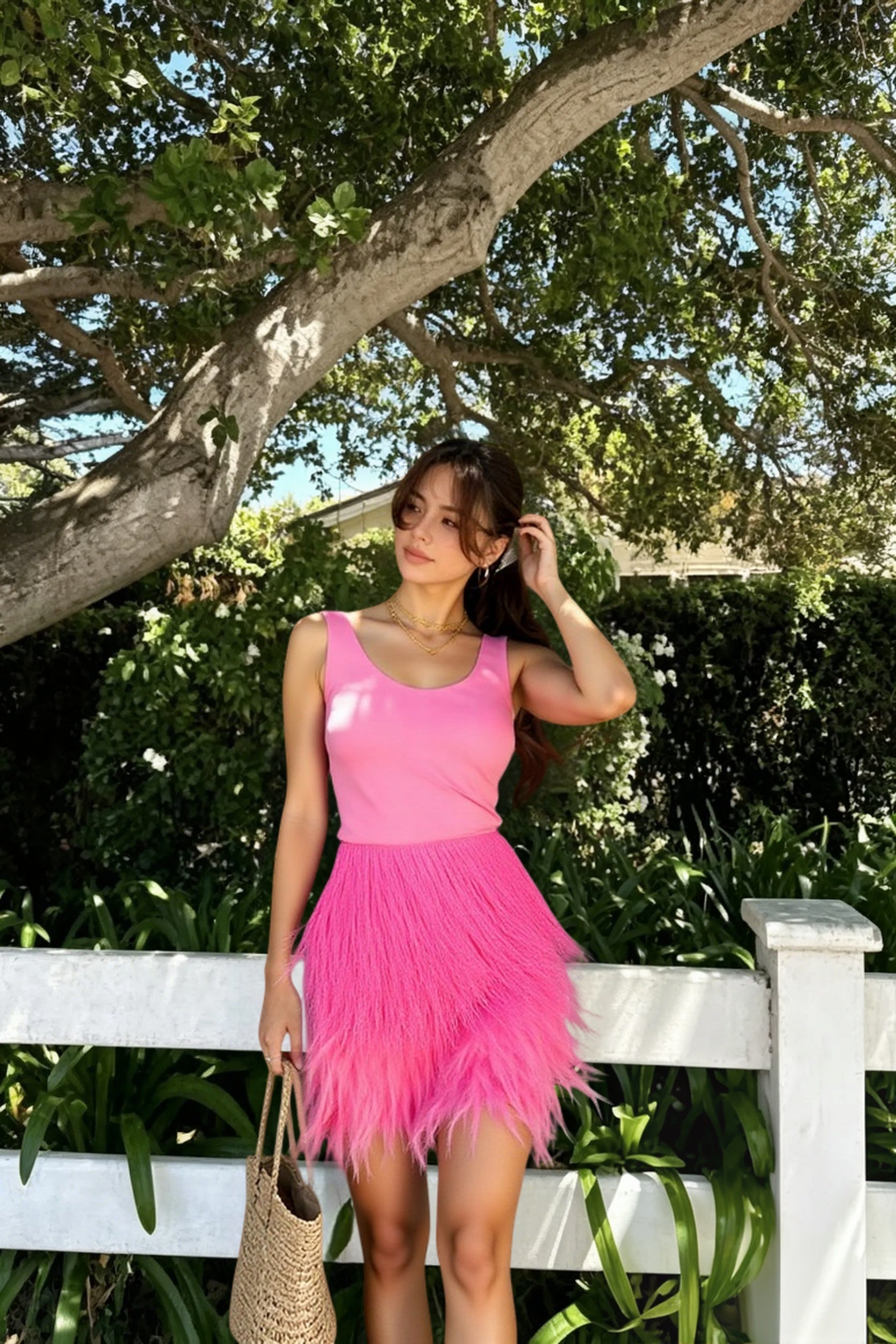 Y2K Sequins Feather Sleeveless Mini Skirt