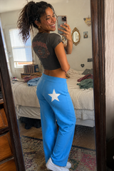 Star Print Stretchy High Waist Straight Leg Pants