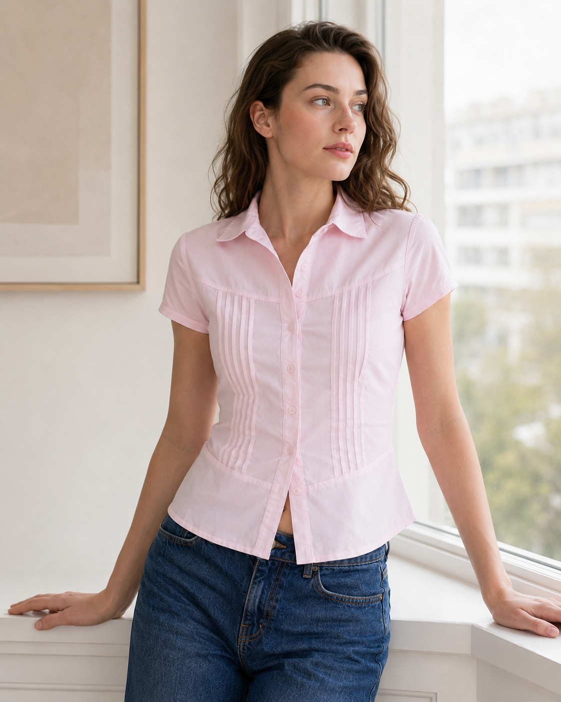 Unique Design Slim Fit Short Sleeve Blouse