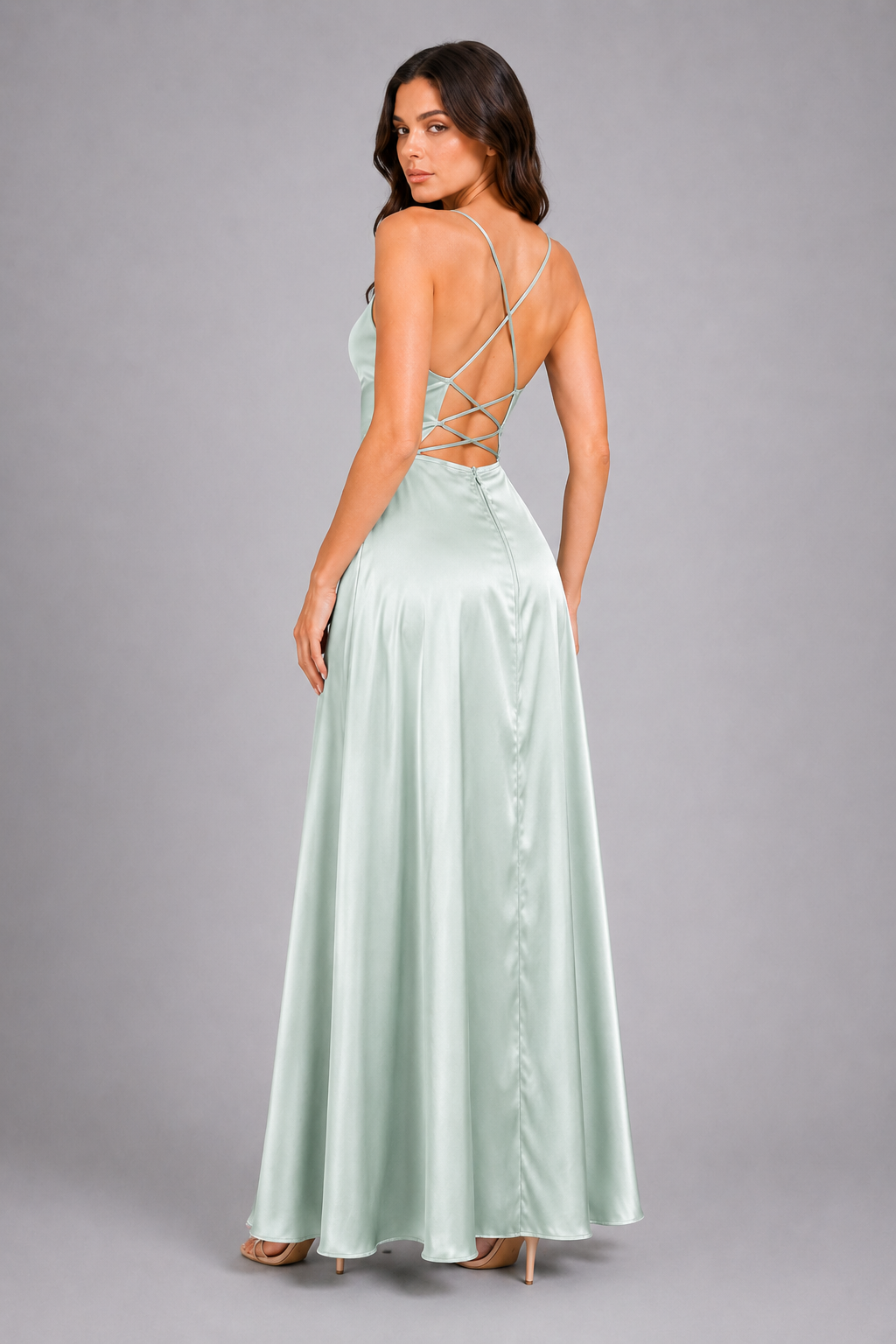 Elegant Spaghetti Strap Ruched Formal Dress
