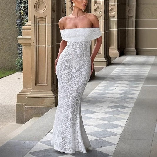Lace Backless Dress With Shawl