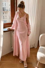 Solid V Neck Cotton Knit Bodycon Two Piece Set