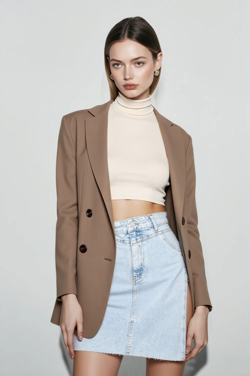 High Waist Asymmetric Denim Mini Skirt