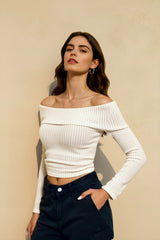 Off Shoulder Long Sleeve Sweater