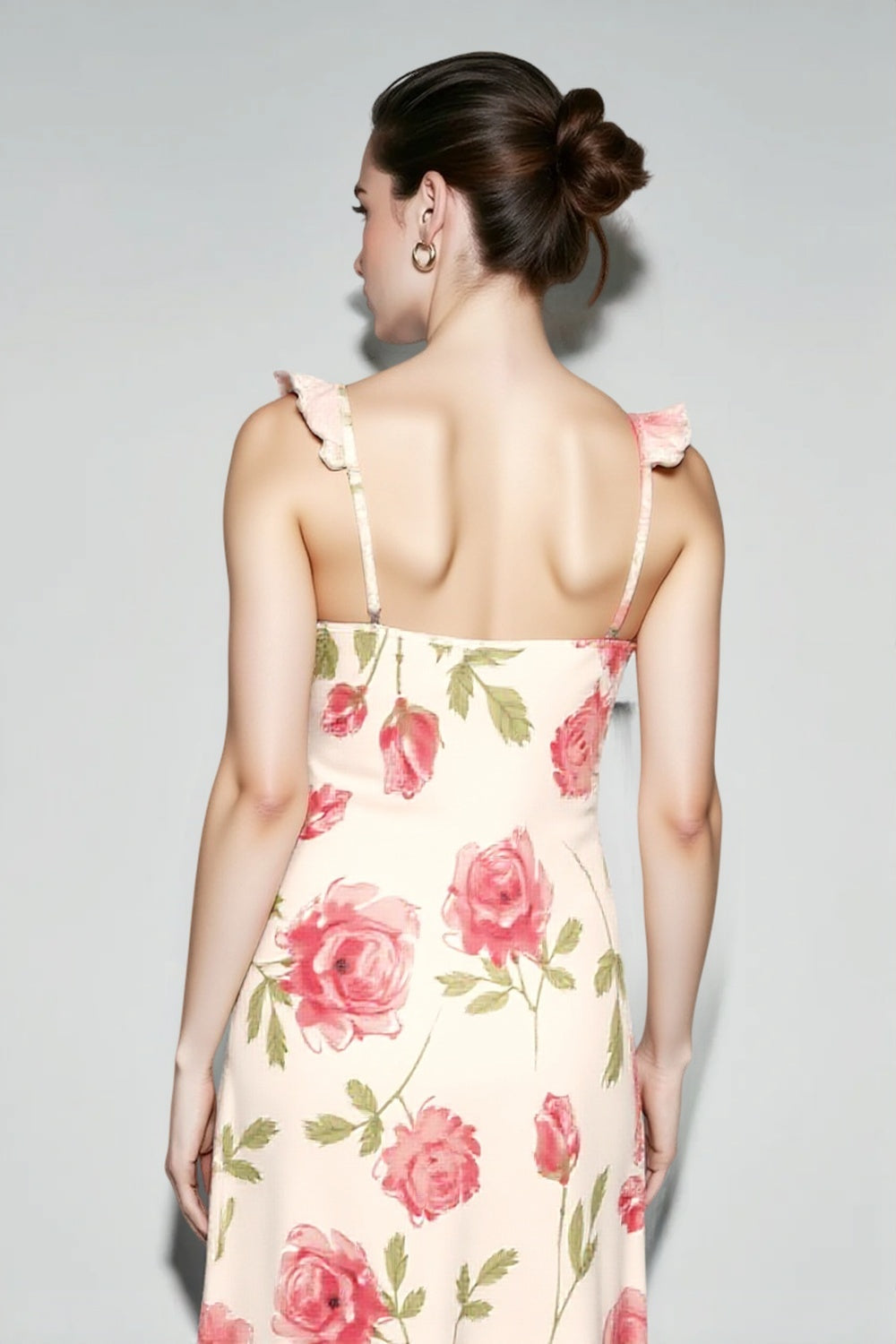 Floral Mesh V Neck Cami Vacation Dress