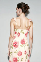 Floral Mesh V Neck Cami Vacation Dress