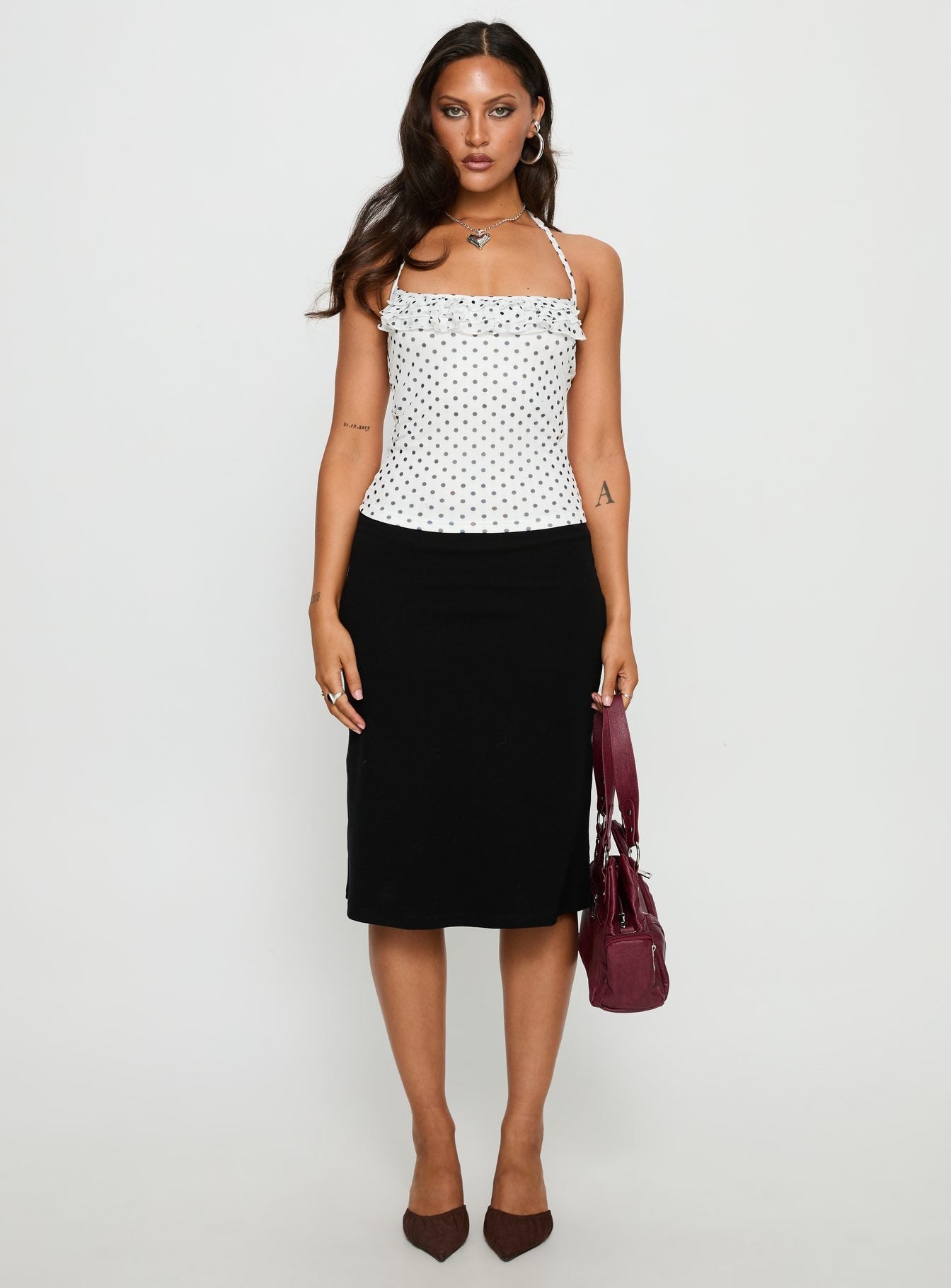 Days Of Summer Ruffle Top White Polka