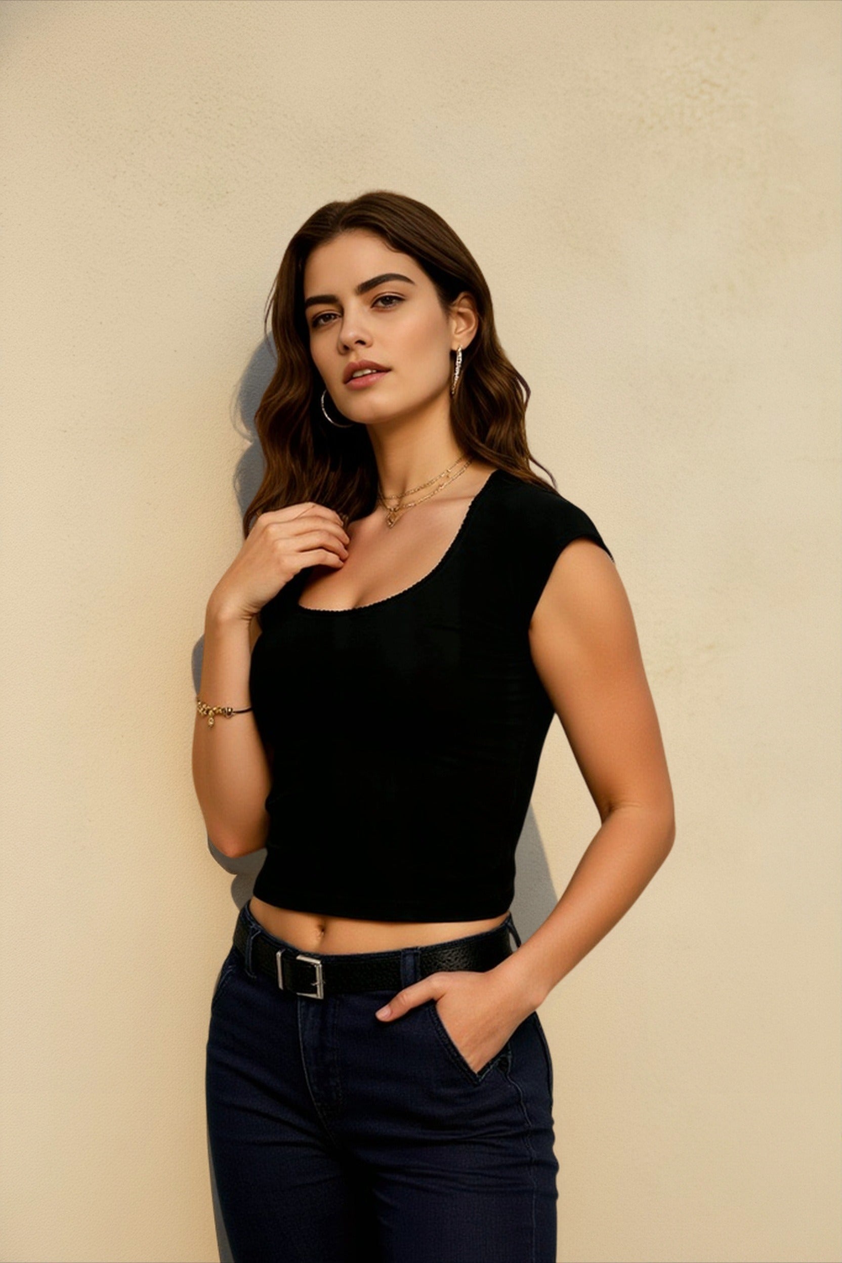 Square Neck Fitted T-shirts