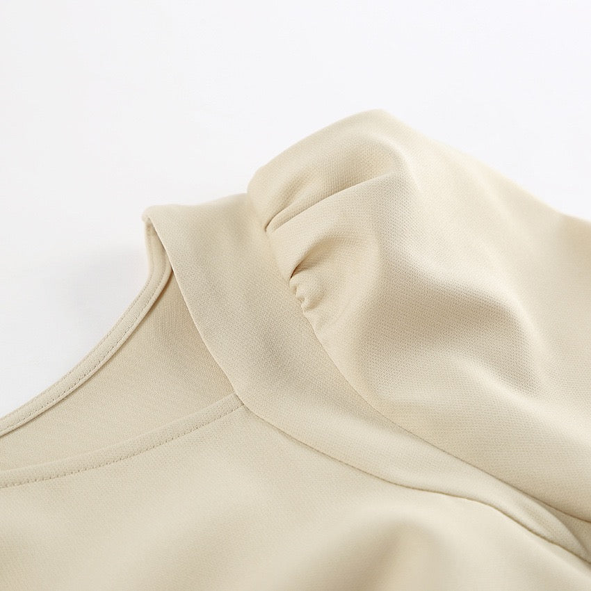Ribbed Knit Asymmetric Long Sleeve Bodycon Long Dress