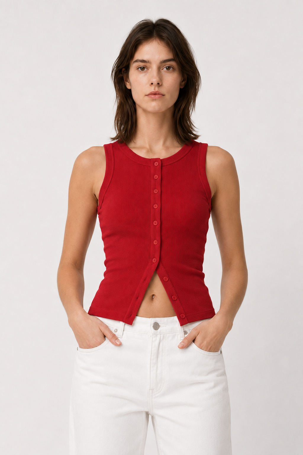 Round Neck Sleeveless Knit Top