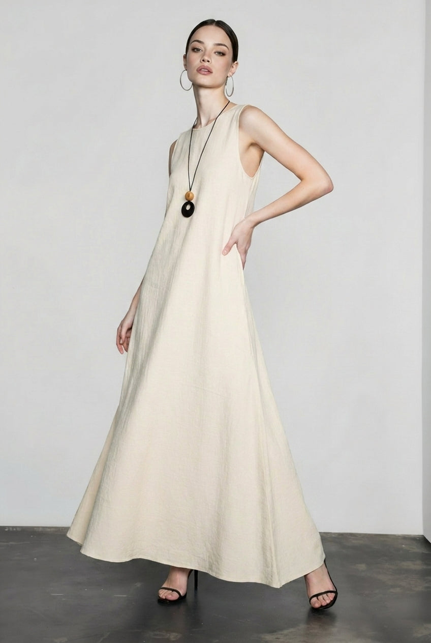 Pure Linen Tank Maxi Vacation Dress