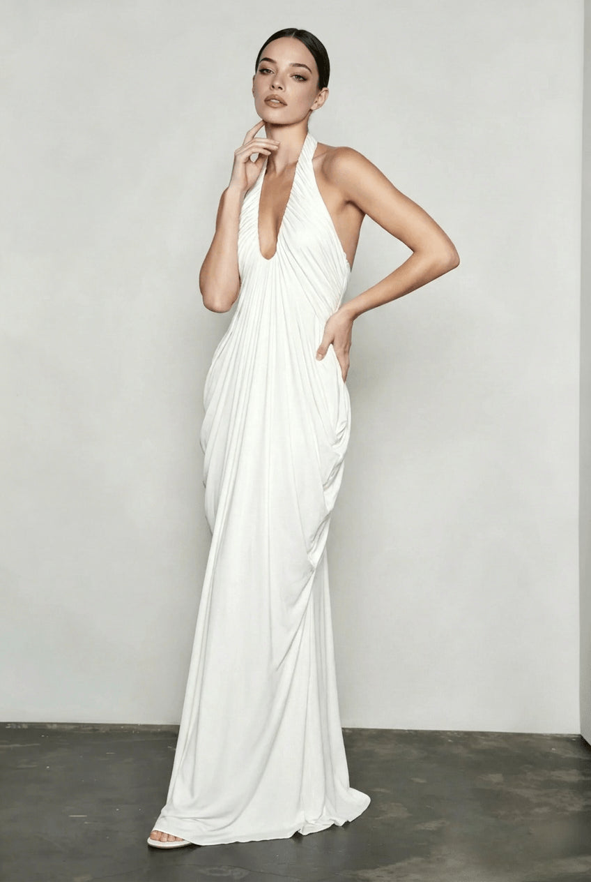 Sheer Backless V Neck Vacation Dress