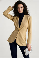 Solid V-Neck Minimalist Office Blazer