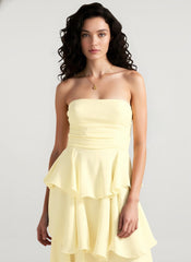 Fashion Strapless Backless Ruffle Tiered Midi Dress