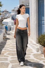 Vintage Washed Stretchy Straight Leg Jeans