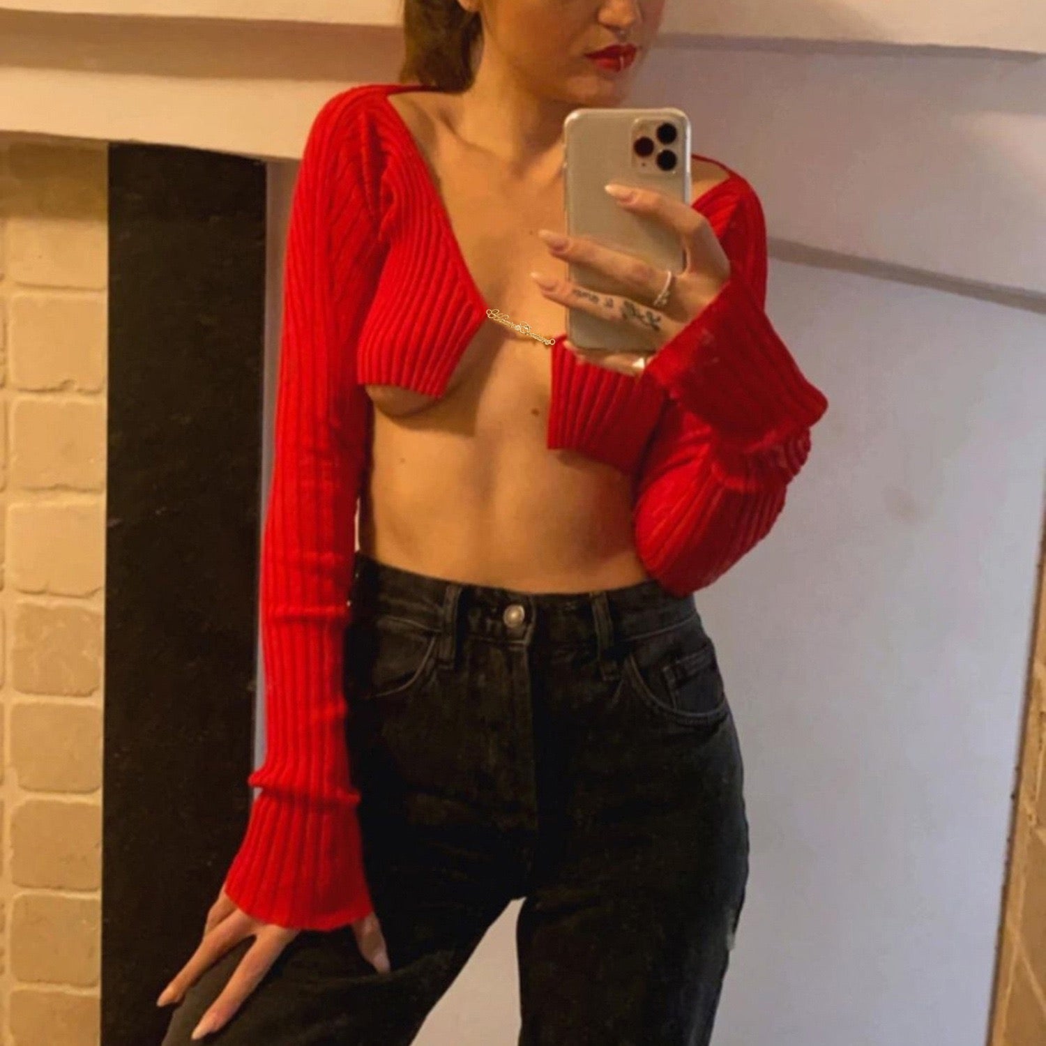 Stripe Knitted Split Hem Long Sleeve Cardigan