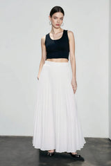 Chiffon Pleated Flowing Maxi Skirt