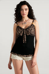 Slim Fit Leopard Beaded Cami Top