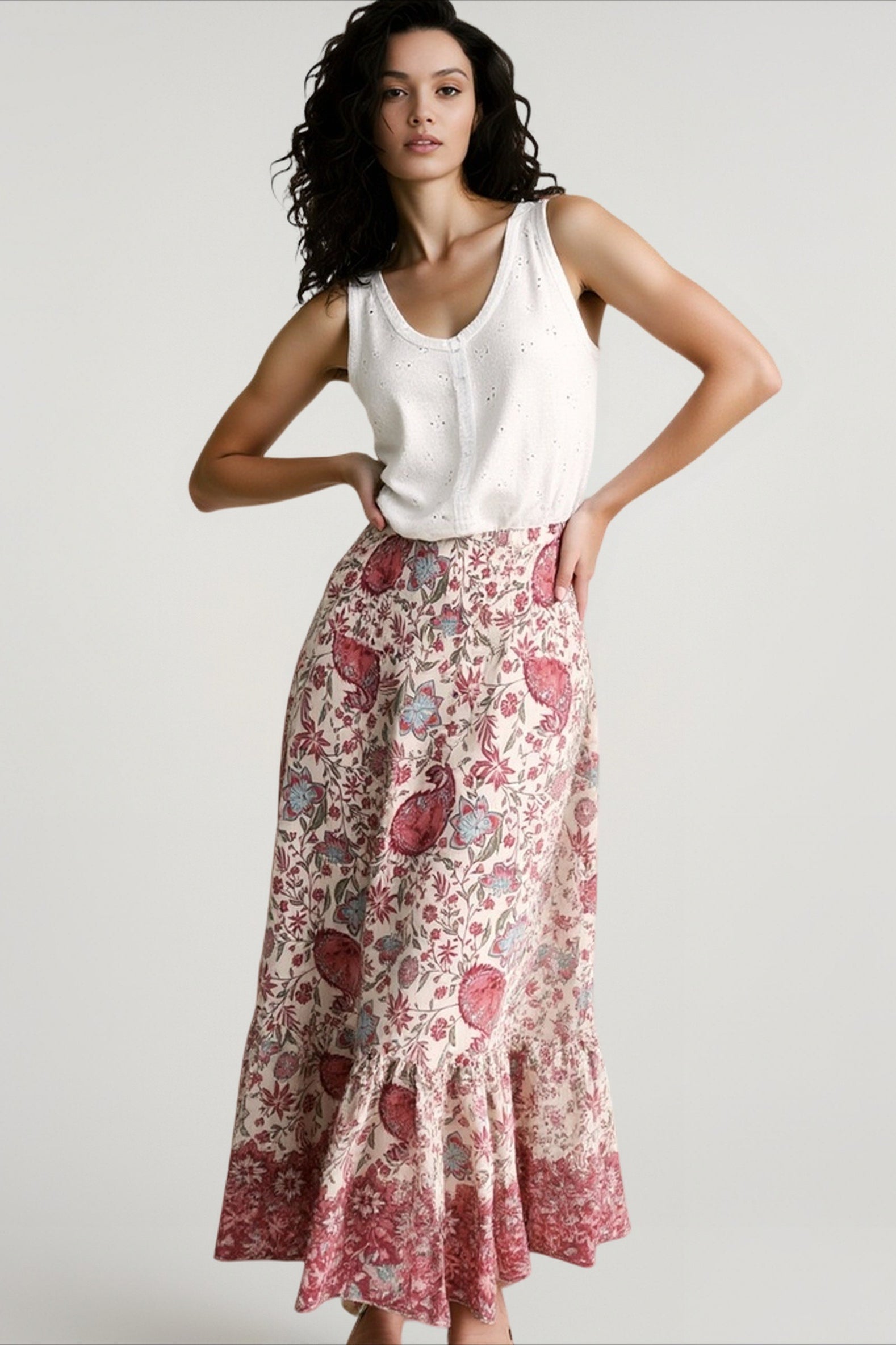 Elegant Print Boho Vacation Skirt