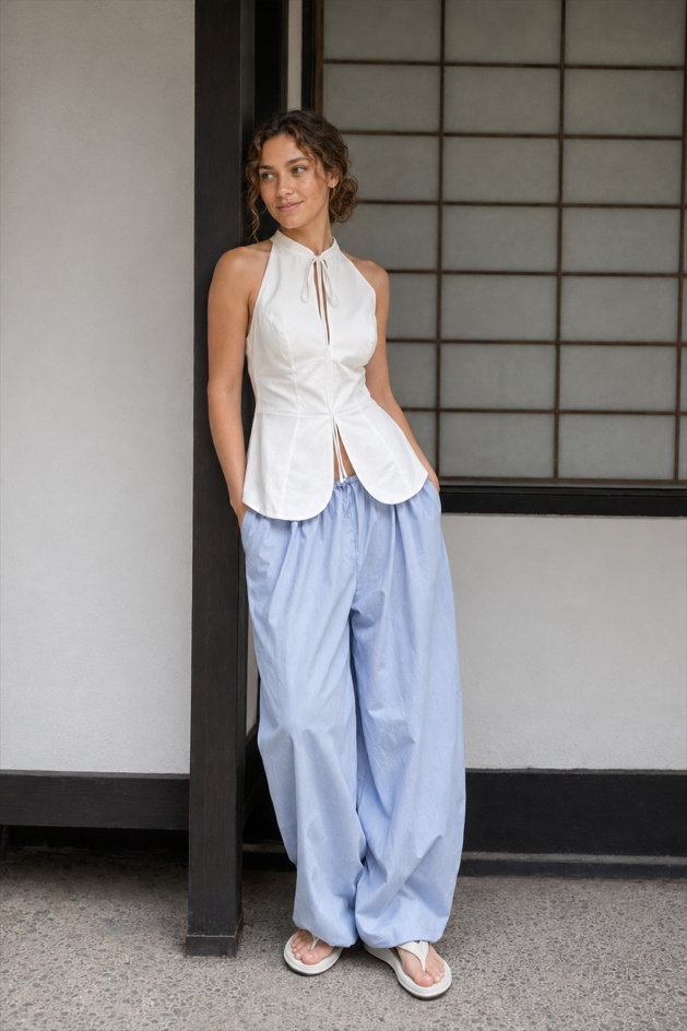 Cotton Lantern Wide Leg Pants