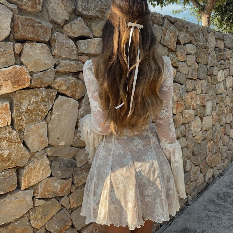 Long Sleeve Lace Corset Mini Dress