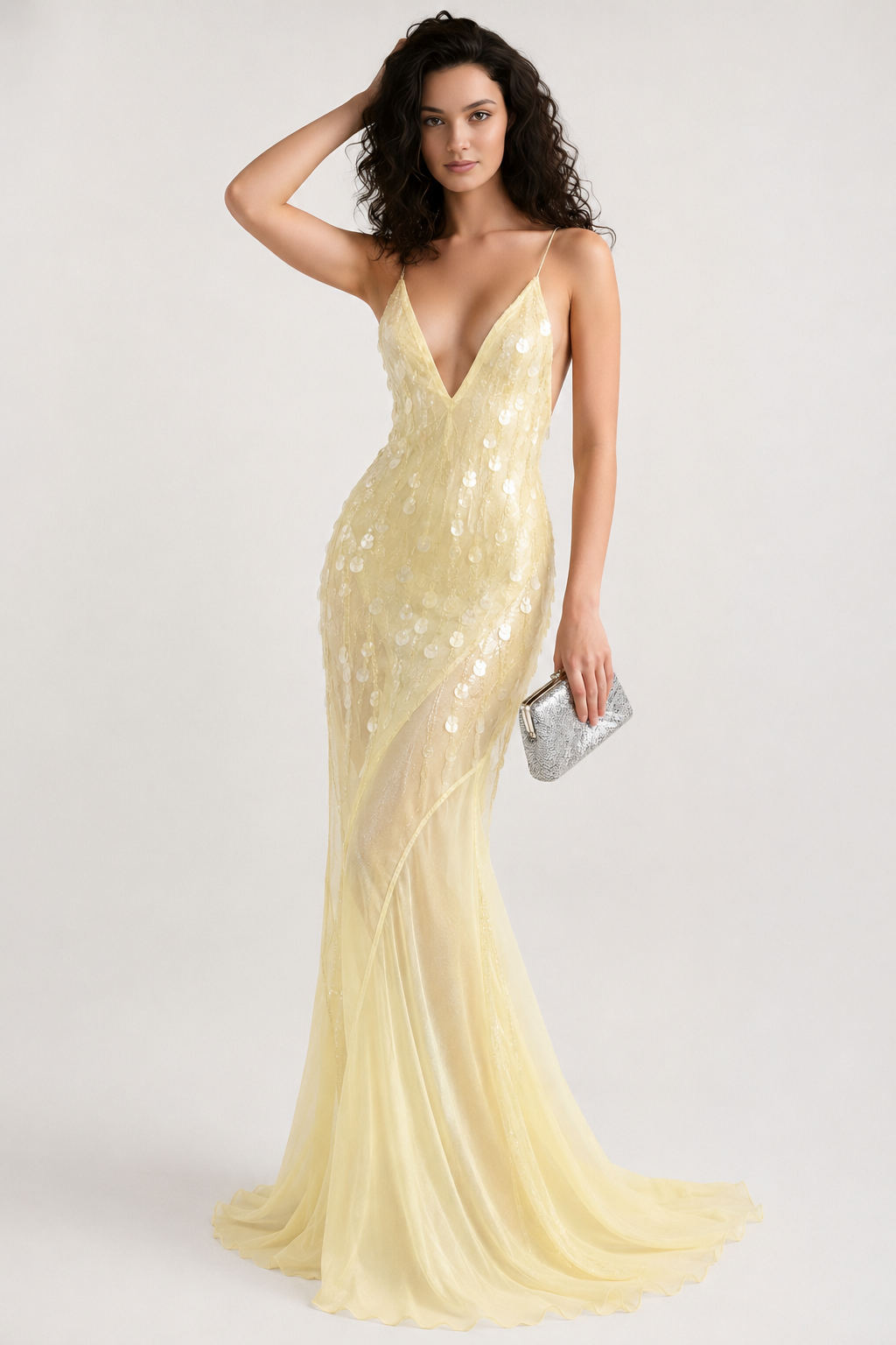 Hollow Sleeveless High Waist Sequin Floral Dress