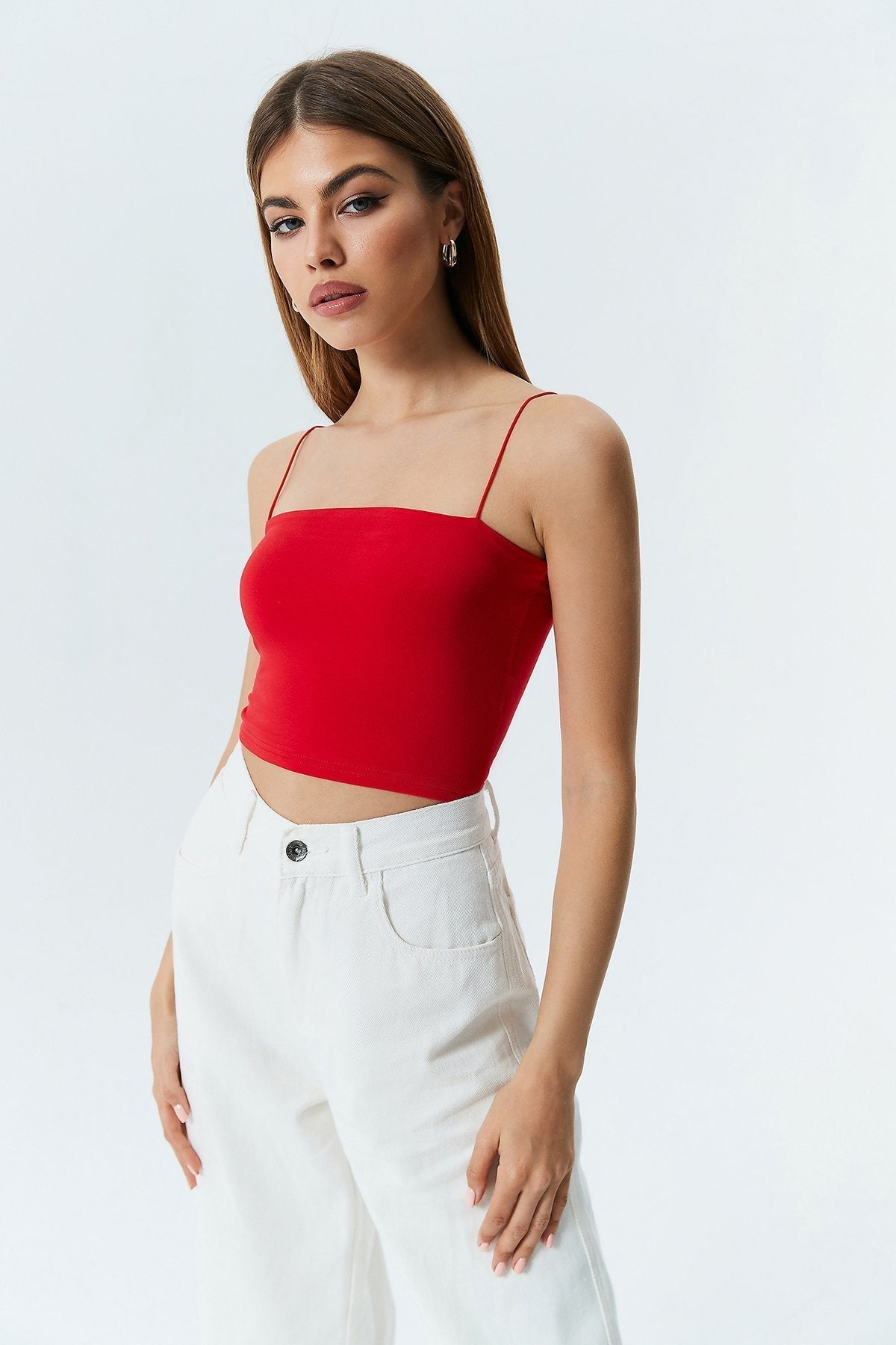 Solid Backless Cami Crop Tank Top