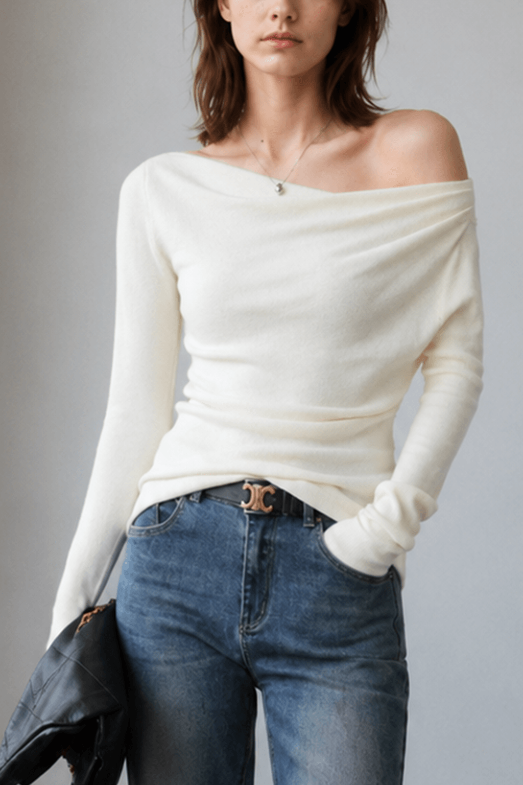 Chic Off Shoulder Fitted Knit Top