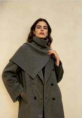Super Fine Merino Knitted Turtleneck Split Scarf