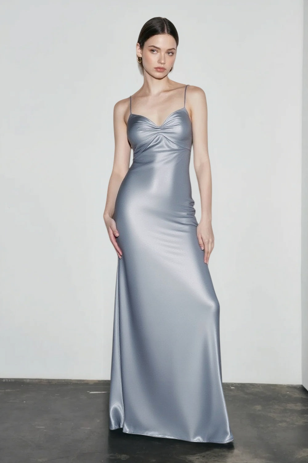 Draped Maxi Silk Dress