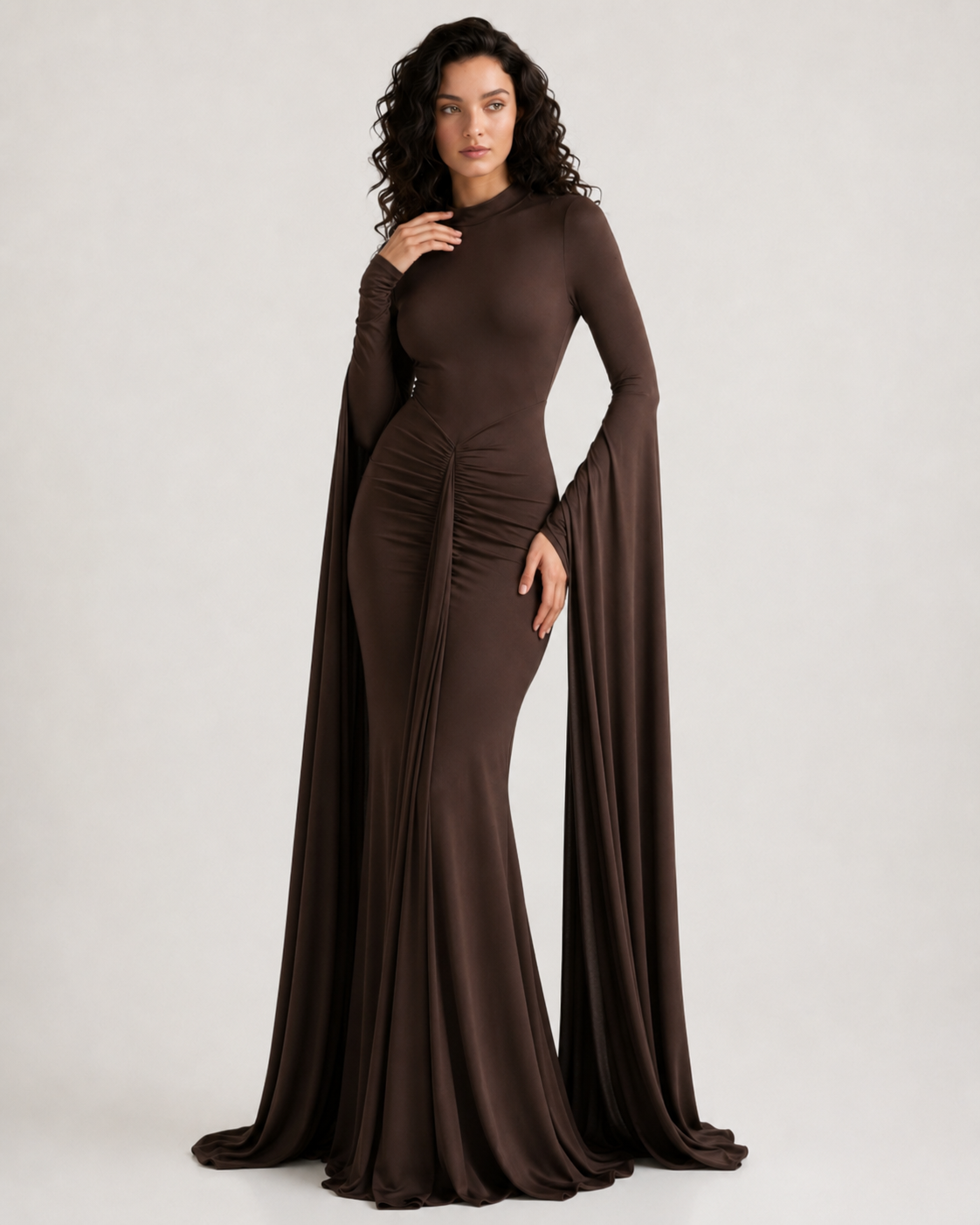 Elegant Backless Sash Sheer Shawl Two Piece Set