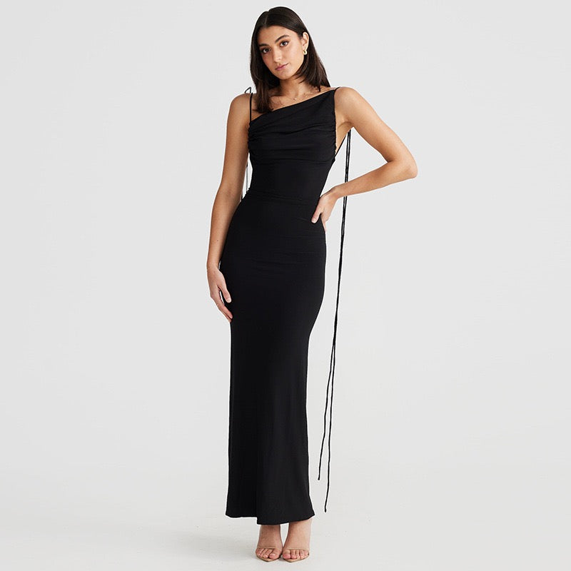 Textured Jersey Open Back Maxi Dress
