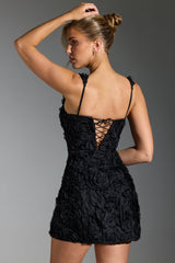 Floral-Appliqué Corset Mini Dress
