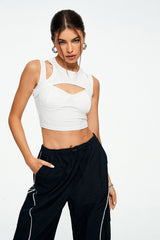 2 in 1 Cut Out Sleeveless Ribbed Tank Top