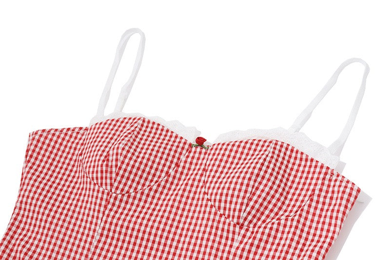 Burkes Mini Dress Red Check