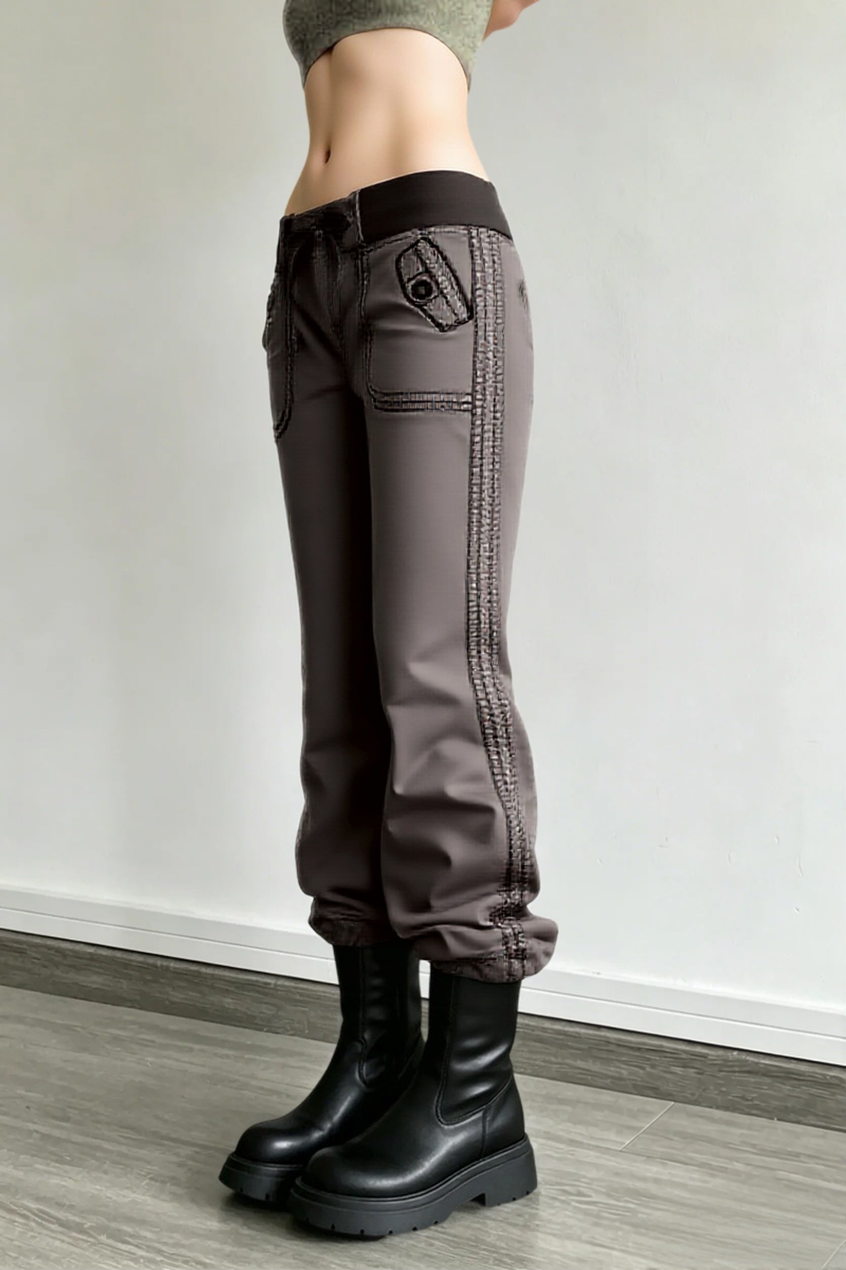 Multi Pocket Low Waist Bootcut Jeans