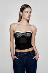Y2K Lace Panel Color Block Cami Top
