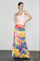 Retro Oil Print Elegant Vacation Skirt