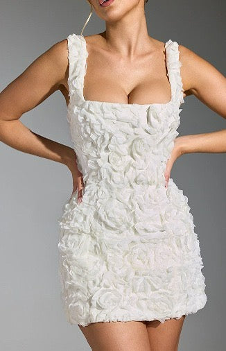 Floral-Appliqué Corset Mini Dress