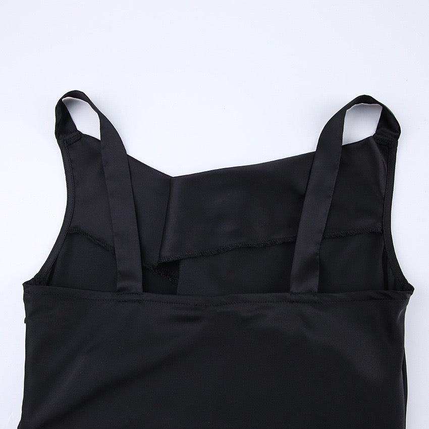 Cowl-Neck Satin Midaxi Dress in Black