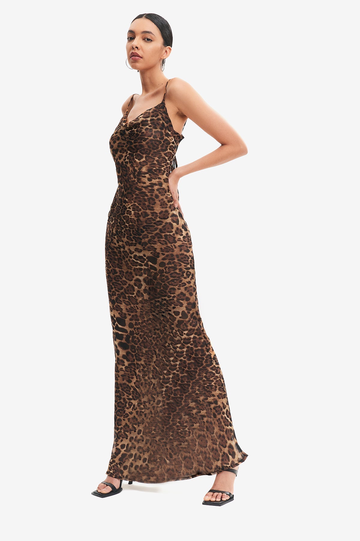 Leopard Print Floor Length Maxi Dress