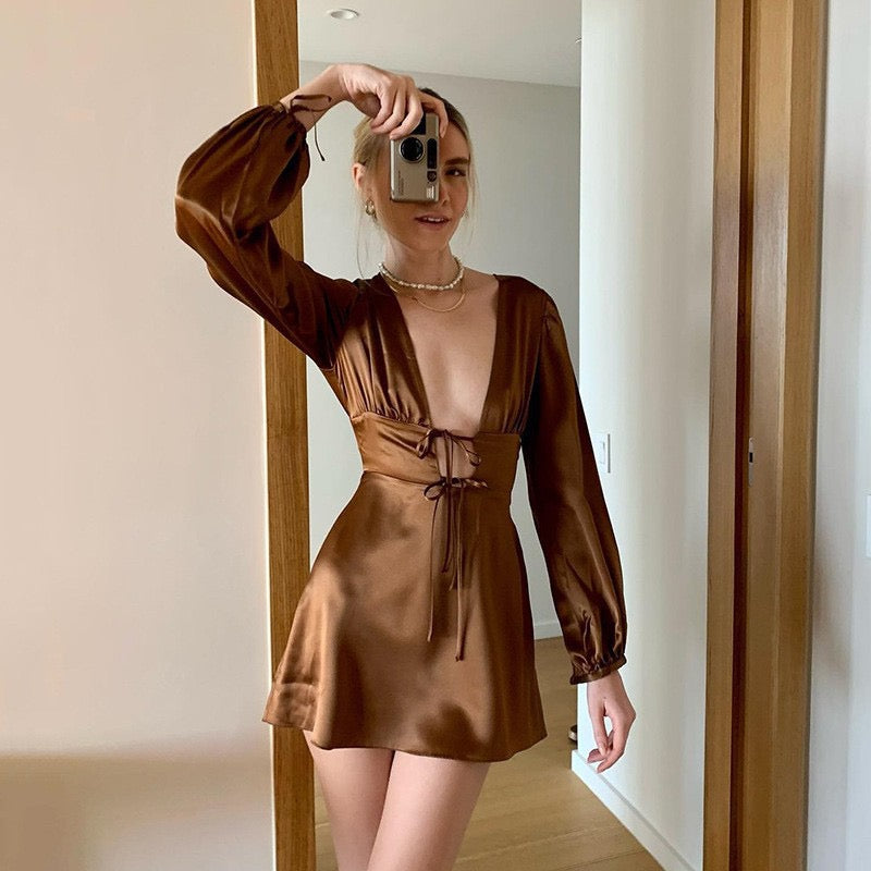 Balloon Sleeve Mini Dress